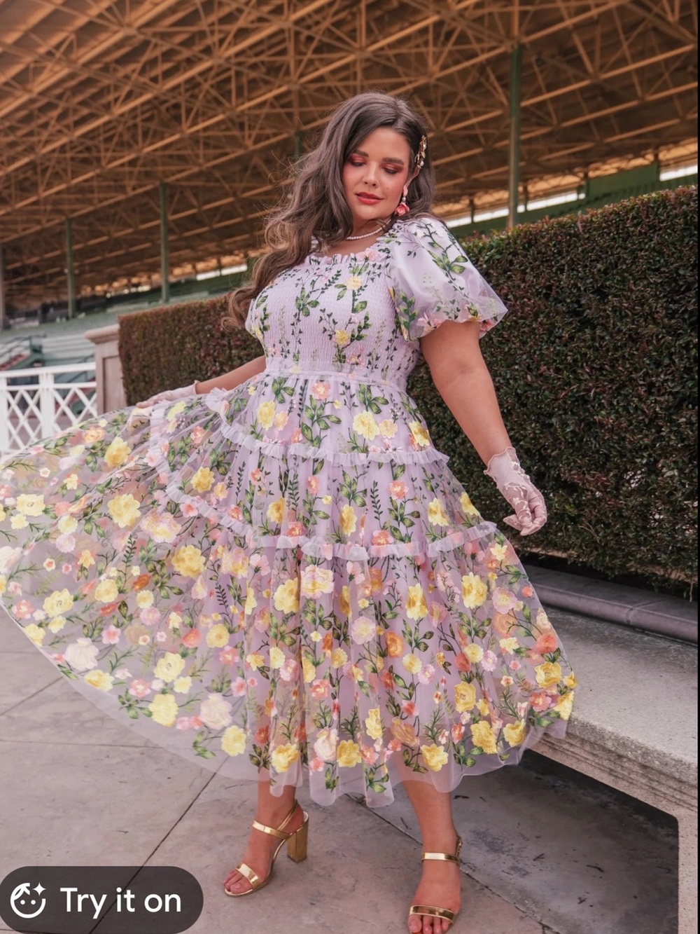 JessaKae Lilac Midi Dress with Yellow Rose Print New with Tags